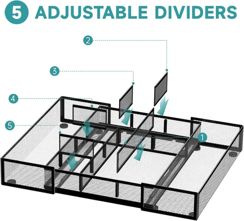 Miniatura 4 de Paquete de 2 bandejas organizadores de cajones de escritorio expandibles con 10 compartimentos ajustables, organizador de cajones de oficina