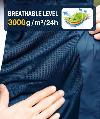 Miniatura 45 de SWISSWELL Chaqueta impermeable para hombre, rompevientos, ligera con capucha para uso diario casual