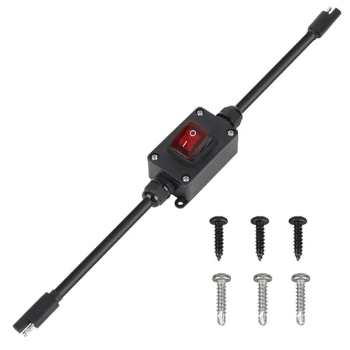 Miniatura 9 de Interruptor de alimentación en línea de 12 V, conector SAE impermeable briidea IP65 con indicador LED retroiluminado, cable de 14 AWG, ideal