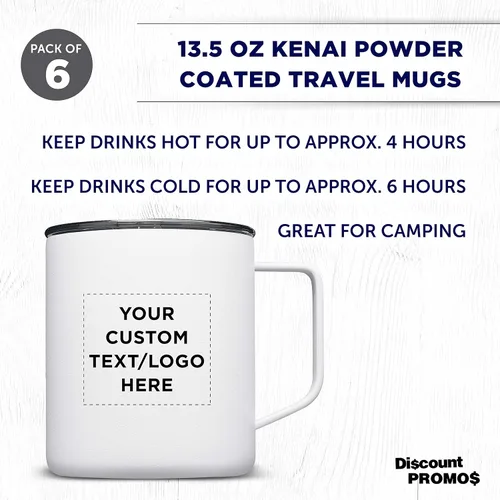 Miniatura 3 de Kenai - Tazas de viaje personalizadas con recubrimiento en polvo, 13.5 onzas, juego de 6, paquete personalizado a granel, doble pared, perfectas