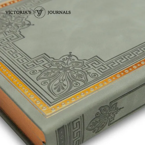Miniatura 3 de VICTORIA'S JOURNALS Diario Vintage de Cuero Sintético con Tapa Dura Cuaderno Rayado Diario de Viaje de Aspecto Antiguo, Tamaño A5 5.7'' x 8.1'' Gris