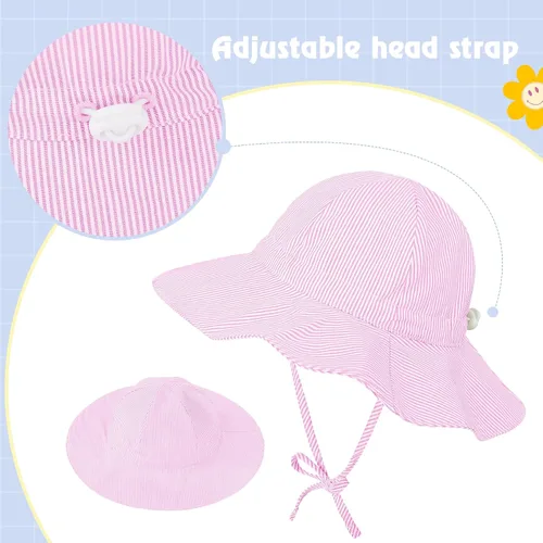 Miniatura 3 de Zando Sombrero de sol para bebé, UPF 50+, protección solar, sombreros para niños y niñas, sombrero de playa de ala ancha, sombrero de cubo