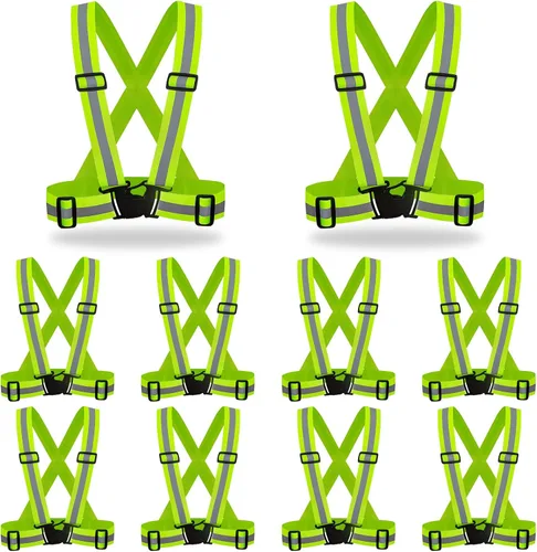 Miniatura 10 de DUSKCOVE Paquete de 2 chalecos de seguridad Hi Vis, ajustables, color neón brillante, alta visibilidad, reflectantes, correas de seguridad