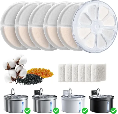 Miniatura 9 de Fuente de agua inalámbrica para gatos [Separación de agua y batería] FEELNEEDY Fuente para gatos operada por batería de 4000mAh, fuente