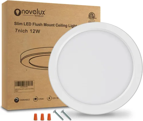 Miniatura 11 de Luces de Techo de 7 Pulgadas Montaje al Ras Ultra Delgadas 0.63'' de Grosor Redondas Planas Lámparas de Techo 5000K Luz de Día LED Luz de Techo