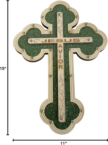 Miniatura 8 de Cruz del Salvador de Jesús Llena de Piedras Semipreciosas Cornalina Rojiza Firy de Tierra Santa