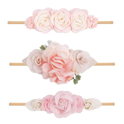 Miniatura 11 de Diadema floral de nailon para bebé, 3 piezas, accesorios para el cabello, regalo para niñas (31#)