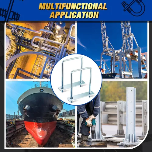 Miniatura 6 de Dunzy 3 pernos cuadrados en U chapados en zinc, perno en U de acero al carbono resistente, suministros industriales y científicos para tubo