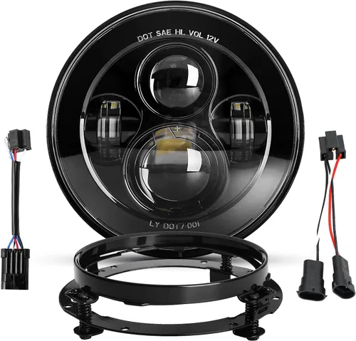 Miniatura 9 de Faro LED negro de 7 pulgadas aprobado por DOT compatible con motocicletas Tour, FLD, Softail Heritage, Street Glide, Road King, Electra Glide
