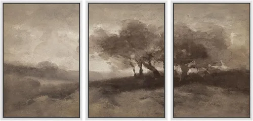 Miniatura 27 de SIGNWIN Lienzo enmarcado para pared, juego de arte dramático de cielo tormentoso, ilustraciones de paisaje nuboso Moody, arte moderno decorativo