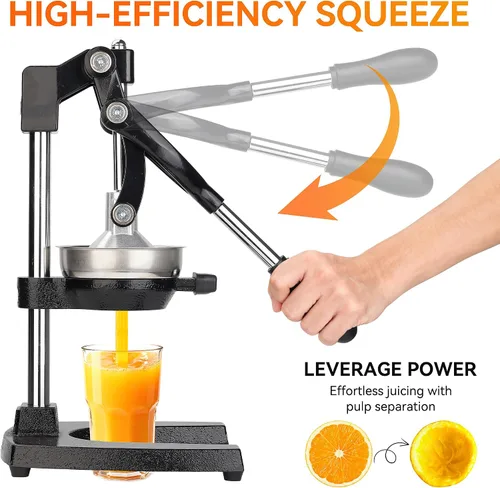 Miniatura 3 de NCUE Exprimidor de hierro fundido, exprimidor manual de alta resistencia, exprimidor de cítricos para limones, naranjas, granadas, pomelos y otras