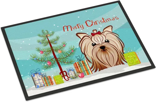 Miniatura 91 de Caroline's Treasures BB1616MAT - Tapete para puerta delantera de árbol de Navidad y sabueso afgano de 18 x 27 pulgadas, para interiores