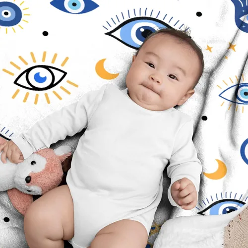 Miniatura 3 de Manta contra el mal de ojo para recién nacidos, manta de envoltura ultra suave, manta energética, de felpa, ligera, acogedora y transpirable, manta