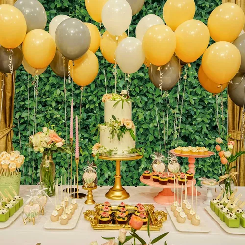 Miniatura 5 de Telón de fondo de hojas verdes – Fondo de fotografía de poliéster verde natural para decoración de cumpleaños, boda, pancarta de pared de tela