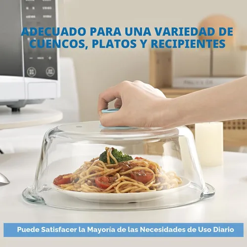 Miniatura 2 de Tapa alta de vidrio para microondas contra salpicaduras para alimentos con orificio de ventilación 100% segura para alimentos, tapa protectora