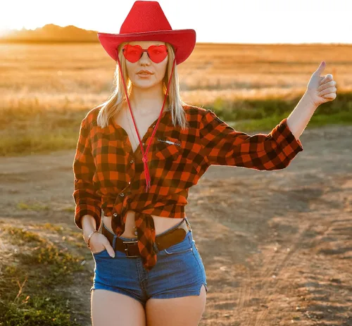Miniatura 7 de 9 piezas de sombrero de vaquero para adultos con bandana de vaquero y lentes para disfraz occidental, accesorio de vestir para hombres y mujeres