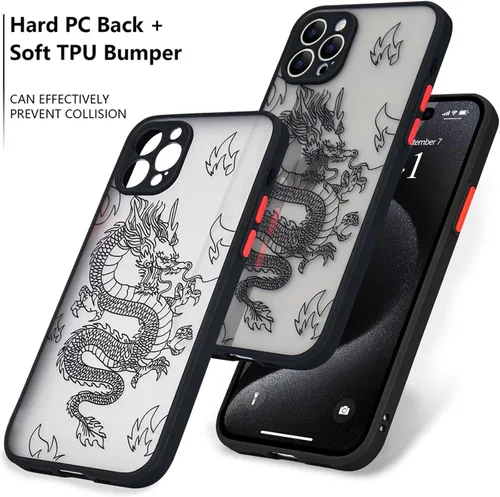 Miniatura 3 de Funda compatible con iPhone 15 Pro, diseño moderno de dragón 3D con diseño de animal de dragón esmerilado, parte trasera de policarbonato duro