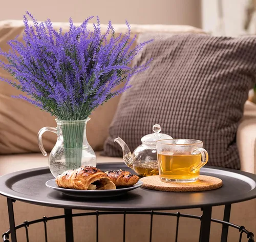 Miniatura 5 de Ouddy Decor 24 Manojos de Flores Artificiales de Lavanda Falsas Plantas de Plástico para Hogar Boda Cocina Jardín Patio Caja de Ventana Mesa