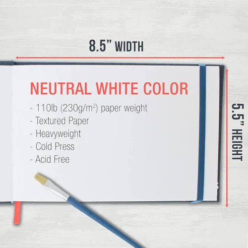 Miniatura 3 de U.S. Art Supply Libro de acuarela de 5.5 x 8.5 pulgadas (paquete de 2, 76 hojas cada uno), 110 libras (230 GSM) encuadernado en lino, bloc de papel