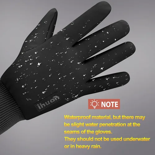 Miniatura 5 de ihuan Guantes de invierno para hombres y mujeres, guantes de clima frío para correr, ciclismo, guantes impermeables para la nieve, guantes cálidos