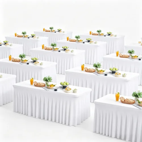 Miniatura 27 de Wish Care Paquete de 2 manteles de elastano elástico azul bebé para mesas rectangulares de 4 pies, manteles ajustables sin arrugas de 4 pies