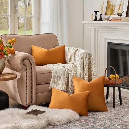 Miniatura 92 de GIGIZAZA Fundas de Almohadas Decorativas de Terciopelo Dorado, Fundas de Almohadas de 18x18 para Sofá, Sillón y Cama, Paquete de 2 Fundas de Cojines