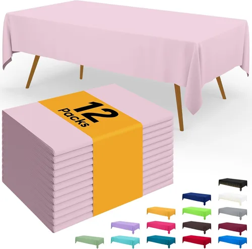 Miniatura 80 de Smiry - Juego de 6 manteles desechables, 54 x 78 pulgadas, manteles impermeables rectangulares para fiestas, cubierta de mesa de plástico