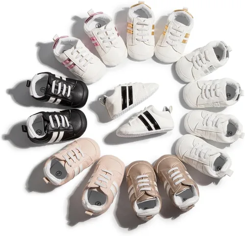 Miniatura 2 de KIDSUN Zapatos deportivos para bebés y niñas, suela suave, antideslizantes, para recién nacidos, color blanco, casual, zapatos para cuna