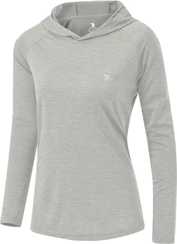TBMPOY - Camiseta de manga larga y capucha con protección solar FPU 50 + para mujer, para pesca, senderismo, salidas al aire libre, camiseta ligera