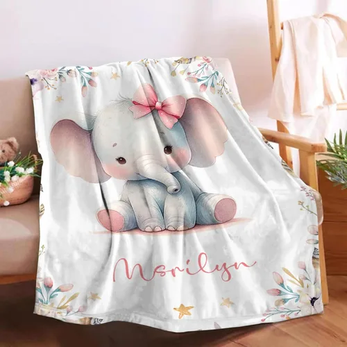 Miniatura 26 de Manta de bebé personalizada para niñas y niños pequeños, recién nacidos, regalos personalizados de vaca floral con nombre y texto, 40 x 30 pulgadas