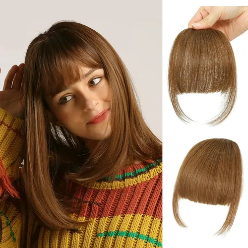 Miniatura 15 de Flequillo con clip de cabello 100 % humano, cortina de adelgazamiento de aire para mujer, plana natural, curvada, delgada, falsa rubio ceniza