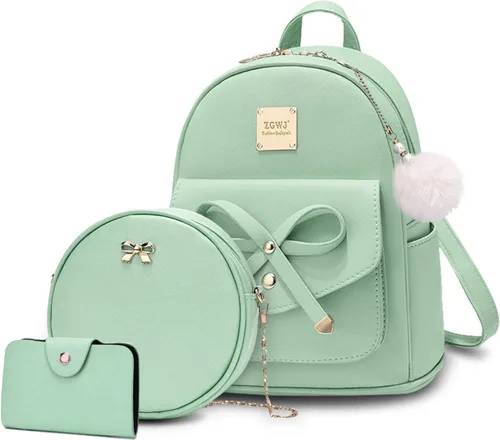 Miniatura 25 de ZGWJ Mini mochila de cuero con moño, mochila pequeña, linda mochila casual de viaje para niñas y mujeres, M, Mochilas tipo mochila