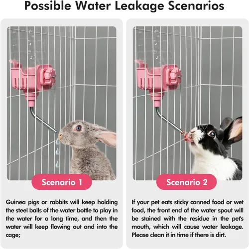 Miniatura 3 de Dispensador de agua Vannon para animales pequeños para jaula, botella de agua de 30oz para autoalimentación en jaula para conejo, chinchilla, hurón