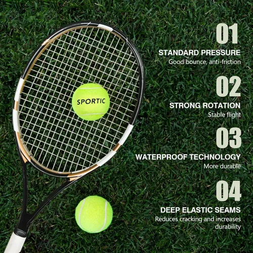 Miniatura 2 de SPORTIC Pelotas de tenis, pelota de tenis presurizada de fieltro de servicio con bolsa de malla para 12 o 36 piezas, pelotas de tenis
