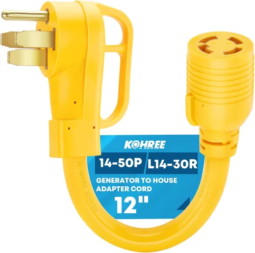 Miniatura 9 de Kohree Cable adaptador de generador NEMA 5-15P a L14-30R, adaptador de 3 clavijas a 4 clavijas, STW 10 AWG 12 pulgadas, generador macho de 15