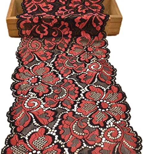 Miniatura 6 de Cinta de encaje floral metálica de 5 yardas, ribete de encaje elástico de tul nigeriano, tela africana de 7 pulgadas de ancho para manualidades