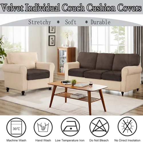 Miniatura 5 de NAISI Fundas de cojín de sofá 1 pieza de terciopelo elásticas para asiento de sofá o fundas para respaldo de sofá, fundas suaves individuales