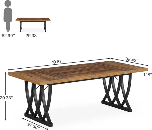 Miniatura 2 de Tribesigns Escritorio ejecutivo de 70.86 pulgadas, escritorio grande para oficina en casa con marco de metal grueso, mesa de estudio rectangular