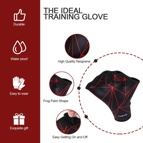 Miniatura 2 de TAGVO Guantes acuáticos de natación, guantes acuáticos para ayudar a la resistencia de la parte superior del cuerpo, guantes de natación con malla