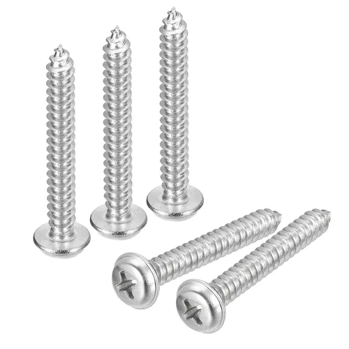 Miniatura 22 de uxcell ST3x6mm Phillips Pan Head Tornillo Autorroscante con Arandela, 100 piezas - Tornillo de madera de acero inoxidable 304 rosca completa (plata)