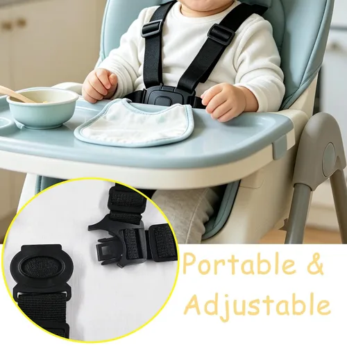 Miniatura 4 de Correa universal de arnés de 5 puntos, soporte ajustable para la mayoría de sillas altas de 5 puntos, cochecito de cochecito (negro)