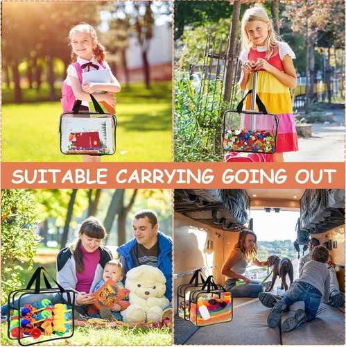 Miniatura 6 de 6 Paquetes de Bolsas Grandes para Almacenamiento de Juguetes con Etiquetas, Bolsas Transparentes Reutilizables de PVC para Juegos de Mesa, Bolsas
