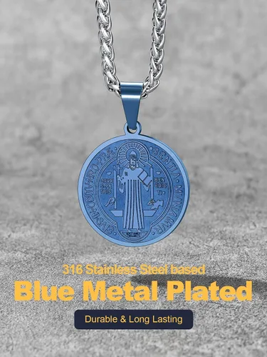 Miniatura 38 de U7 Saint Benedict/Michael Medal Necklace, 316L Stainless Steel Virgin Mary Necklace for Men Women, Bible Verse Protection Necklace Catholic
