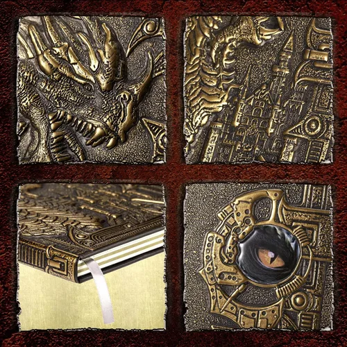 Miniatura 7 de Pajean Dragon Journal - Diario de cuero en relieve para escribir, diario antiguo de dragón con bolígrafo, papel rayado, cuaderno de regalo de tapa
