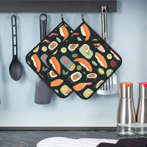 Miniatura 10 de 2 soportes para ollas para cocina, resistentes al calor, con patrón Corgi, almohadillas calientes, lavables, para cocinar, salvamanteles cuadrados