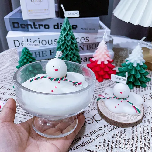 Miniatura 5 de Wehous 2 moldes de vela de Navidad, lindo molde de resina 3D de muñeco de nieve derretido para hacer, adorno para cera de jabón, resina epoxi