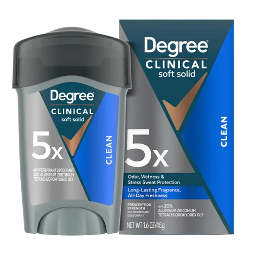 Degree Desodorante Antitranspirante para Hombres Clean Protección de 72 Horas contra Sudor y Olor Antitranspirante de Fuerza de Prescripción para