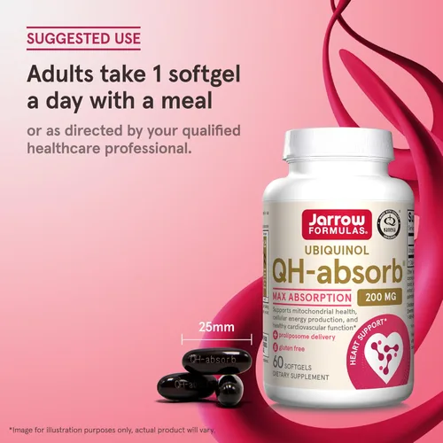 Miniatura 7 de Jarrow Formulas QH-Absorb 200 mg - 60 cápsulas blandas - Co-Q10 de alta absorción - Forma antioxidante activa de Co-Q10 - Apoya la producción