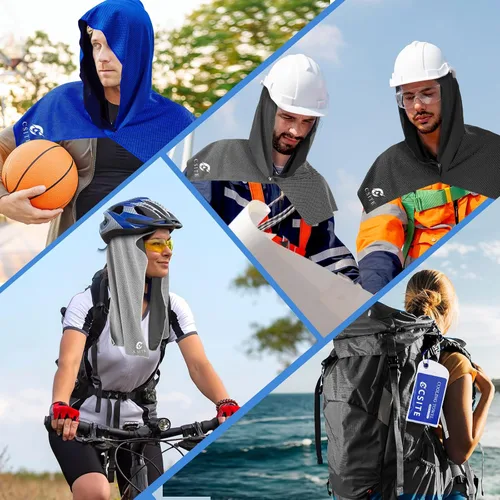 Miniatura 7 de CSITE Toallas refrescantes con capucha, toallas de enfriamiento instantáneo para cuello y cara, protección solar UPF 50, toalla de hielo para climas