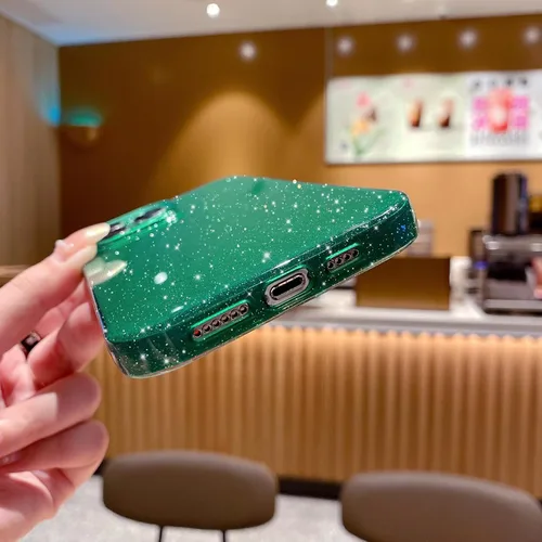 Miniatura 7 de OWLSTAR Bonita funda con purpurina para iPhone 15 Pro Max de 6.7 pulgadas, funda protectora suave y delgada para mujeres y niñas (verde alpino)